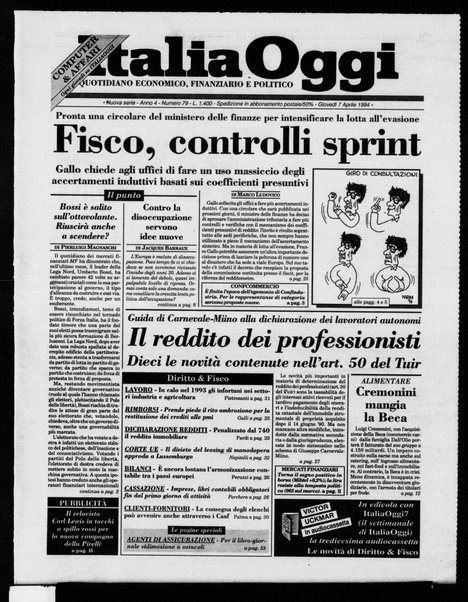 Italia oggi : quotidiano di economia finanza e politica